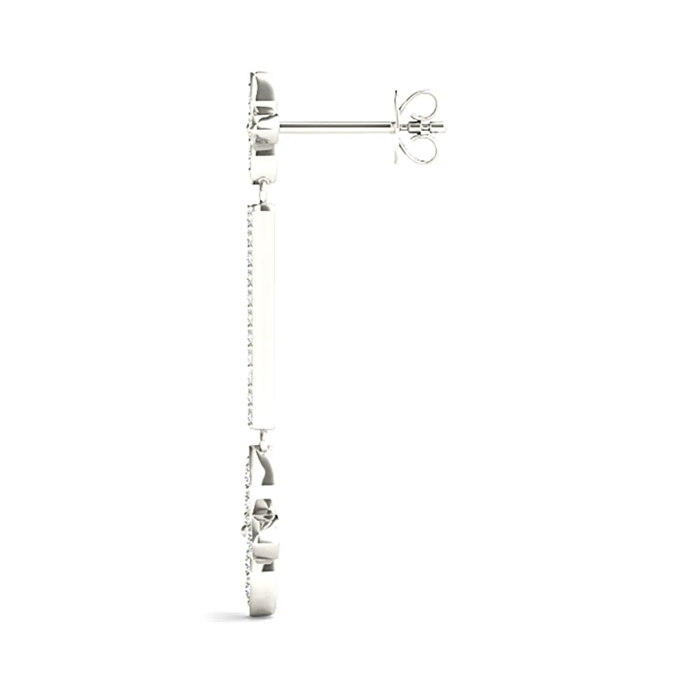 0.40 ctw Diamond Linear Drop Flower Earrings