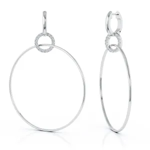 0.40Ct Diamond 70MM Three Hoop Dangle Earrings in 14K Gold