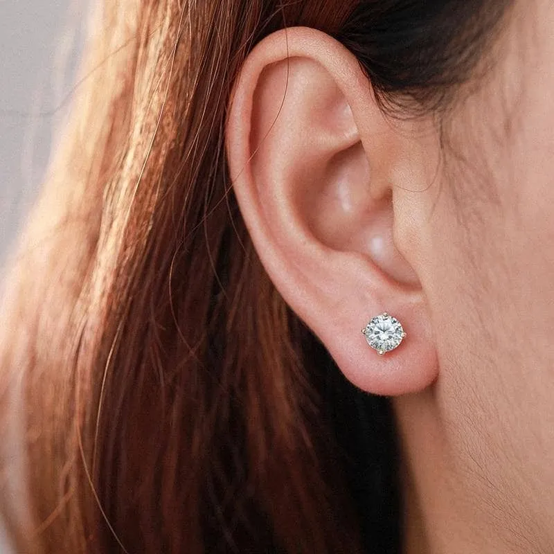 1.0 Ct D Color Diamond Stud Earrings