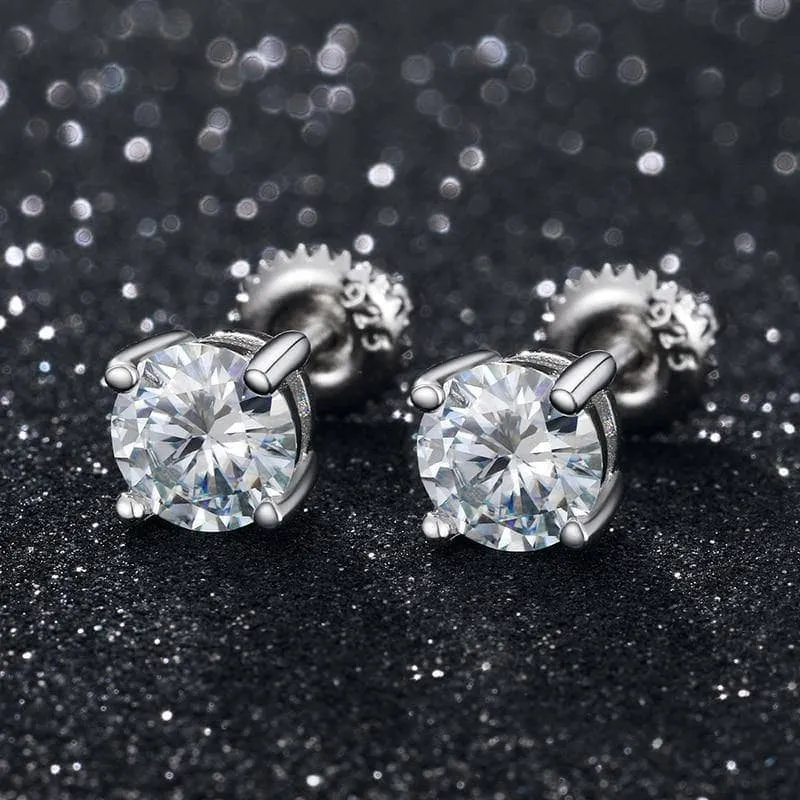 1.0 Ct D Color Diamond Stud Earrings