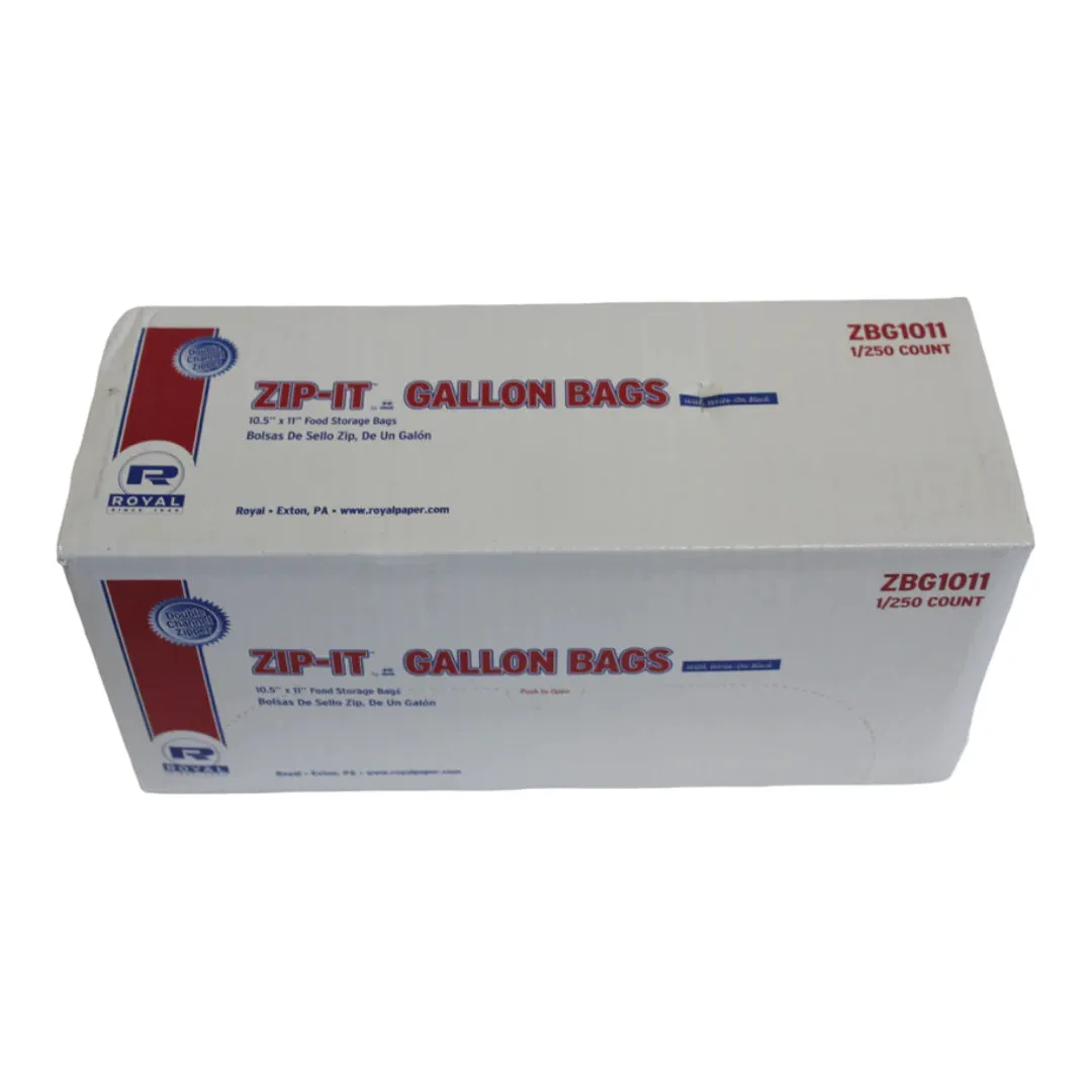 10.5" X 11" FOOD STORAGE ZIP IT BAGS ONE GALLON  250CT