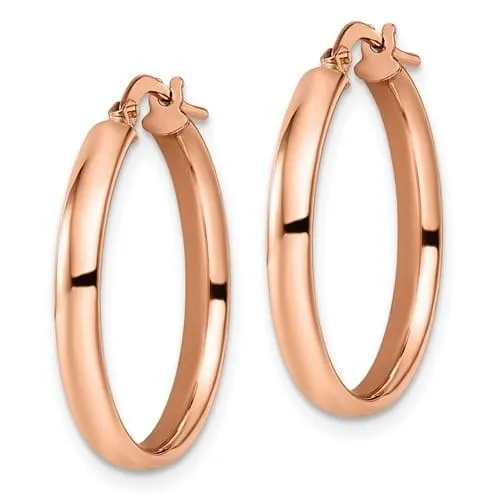 10k Rose Gold Polished Finish Hoop Earrings