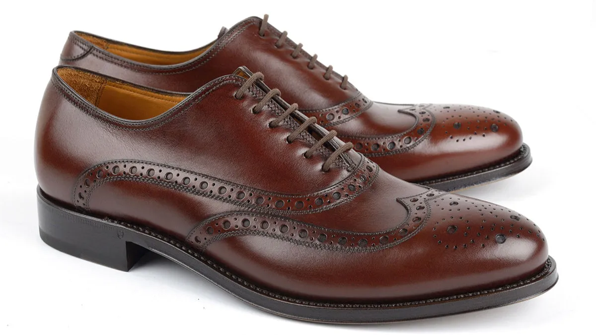 1206 Rossano Oxford Brogue Calfskin Leather Dark Brown