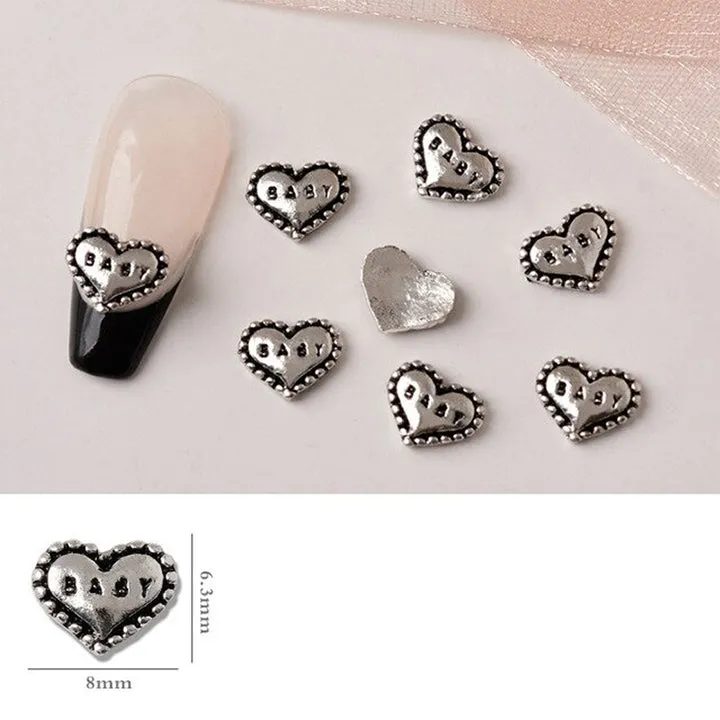 #14B Mixed Retro Nail Charms - Silver
