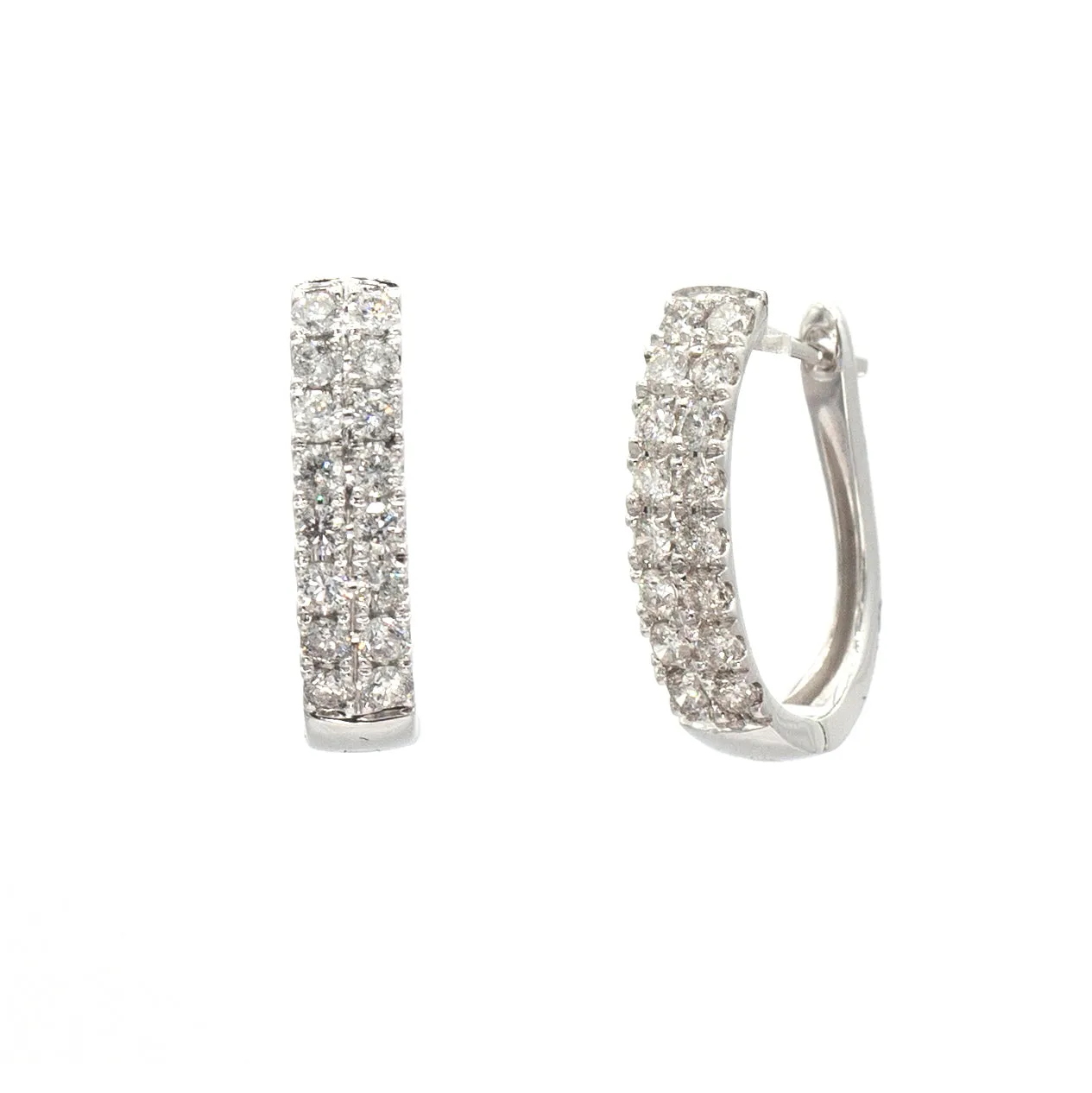 14K 1.0ct Diamond Oval Hoop Earrings