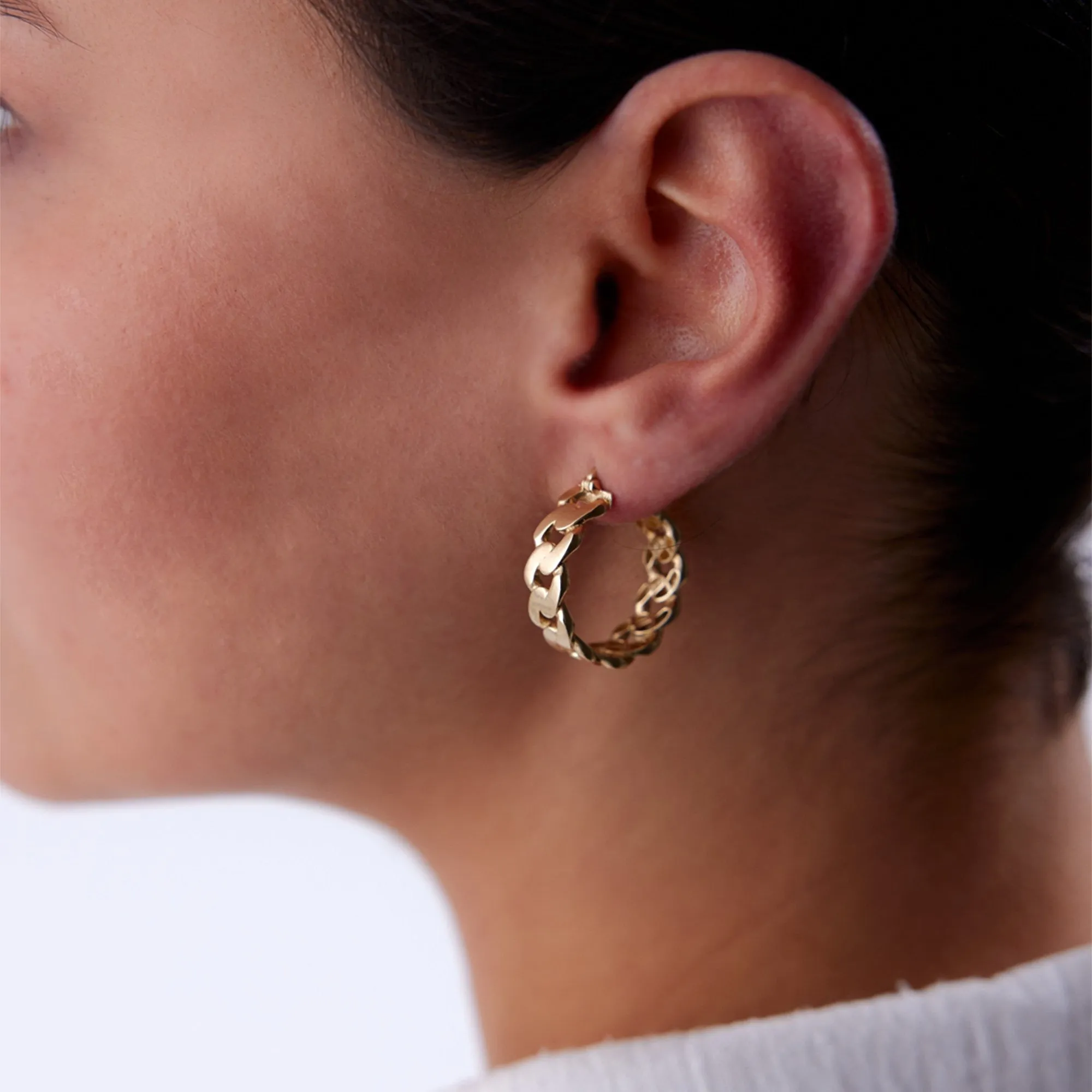 14k Gold Miami Cuban Hoop Earrings