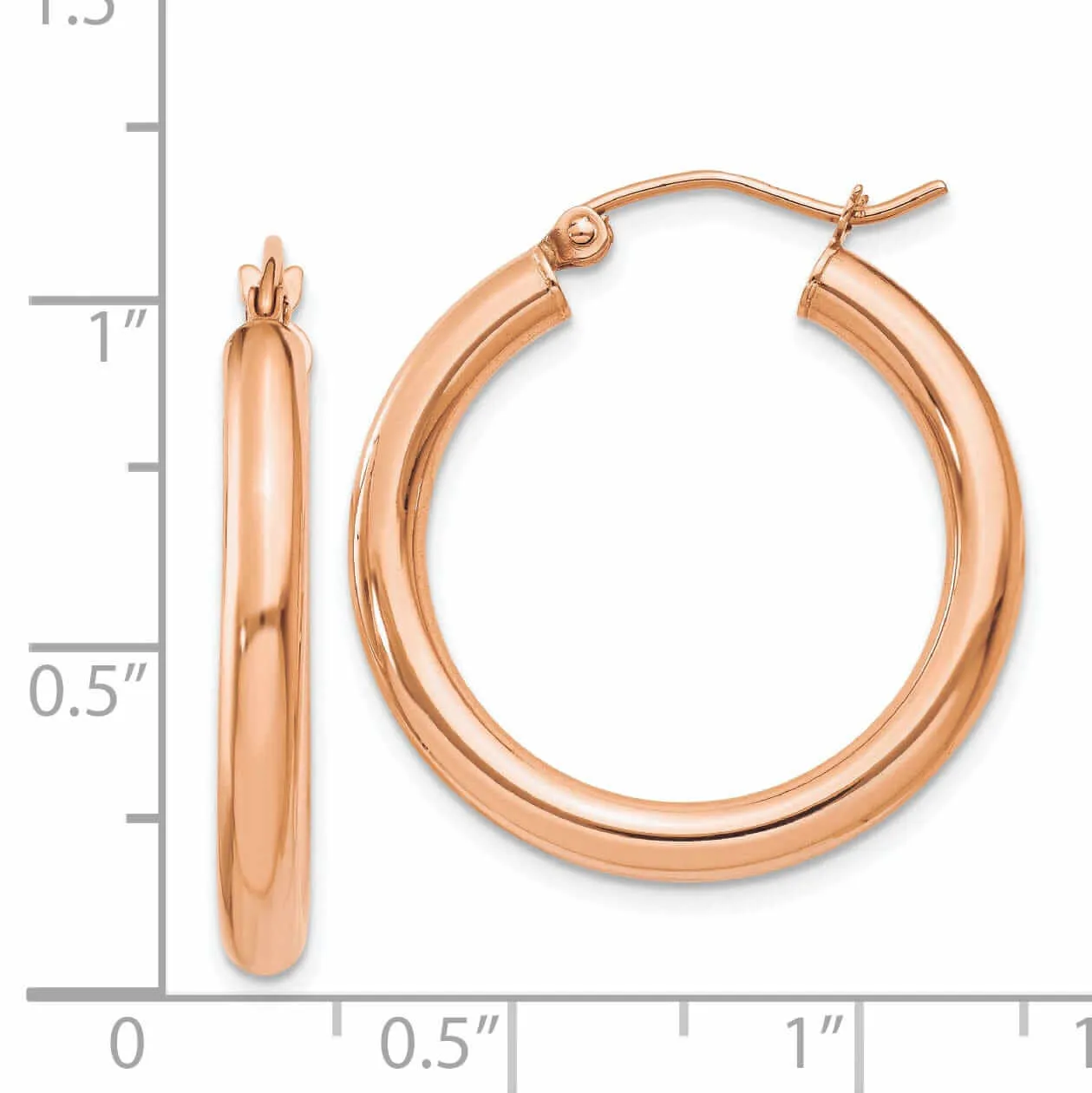 14k Rose Gold 3MM Hoop Earrings