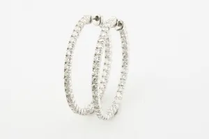 14k White Gold Diamond Hoop Earrings 36 mm Diameter TDW = 3.20 ct