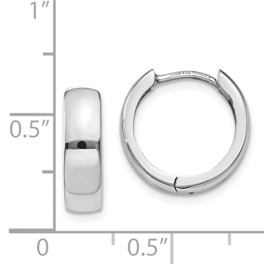 14k White Gold Polished Solid Hoop Earrings