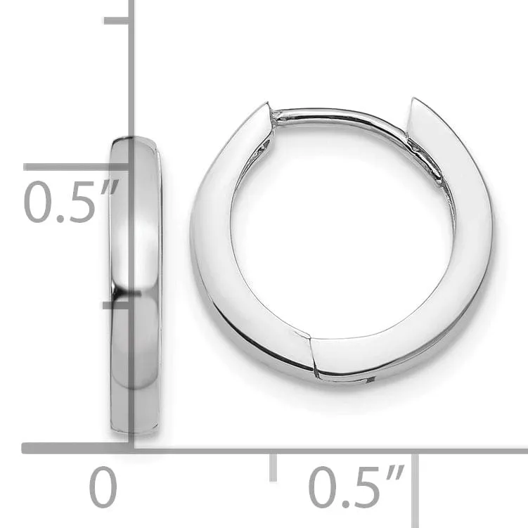 14k White Gold Polished Solid Hoop Earrings