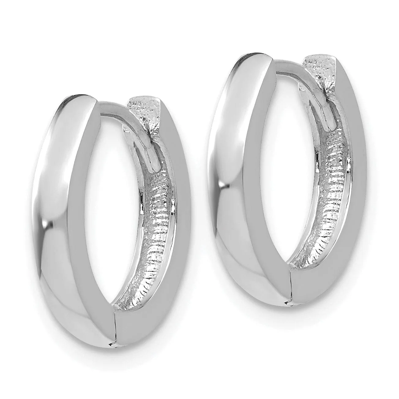 14k White Gold Polished Solid Hoop Earrings