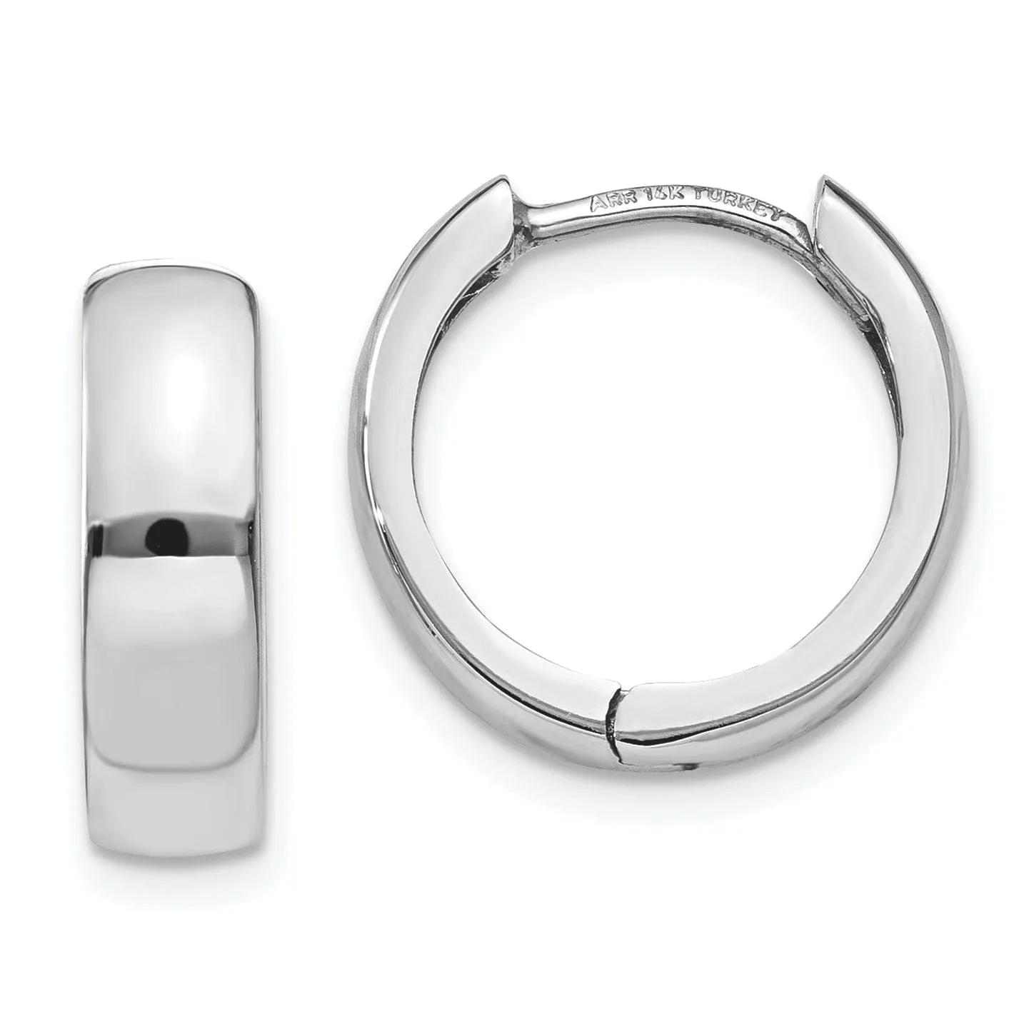 14k White Gold Polished Solid Hoop Earrings