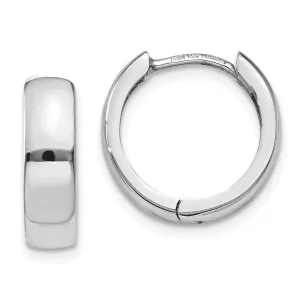 14k White Gold Polished Solid Hoop Earrings