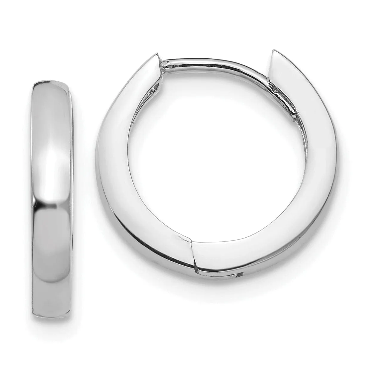 14k White Gold Polished Solid Hoop Earrings