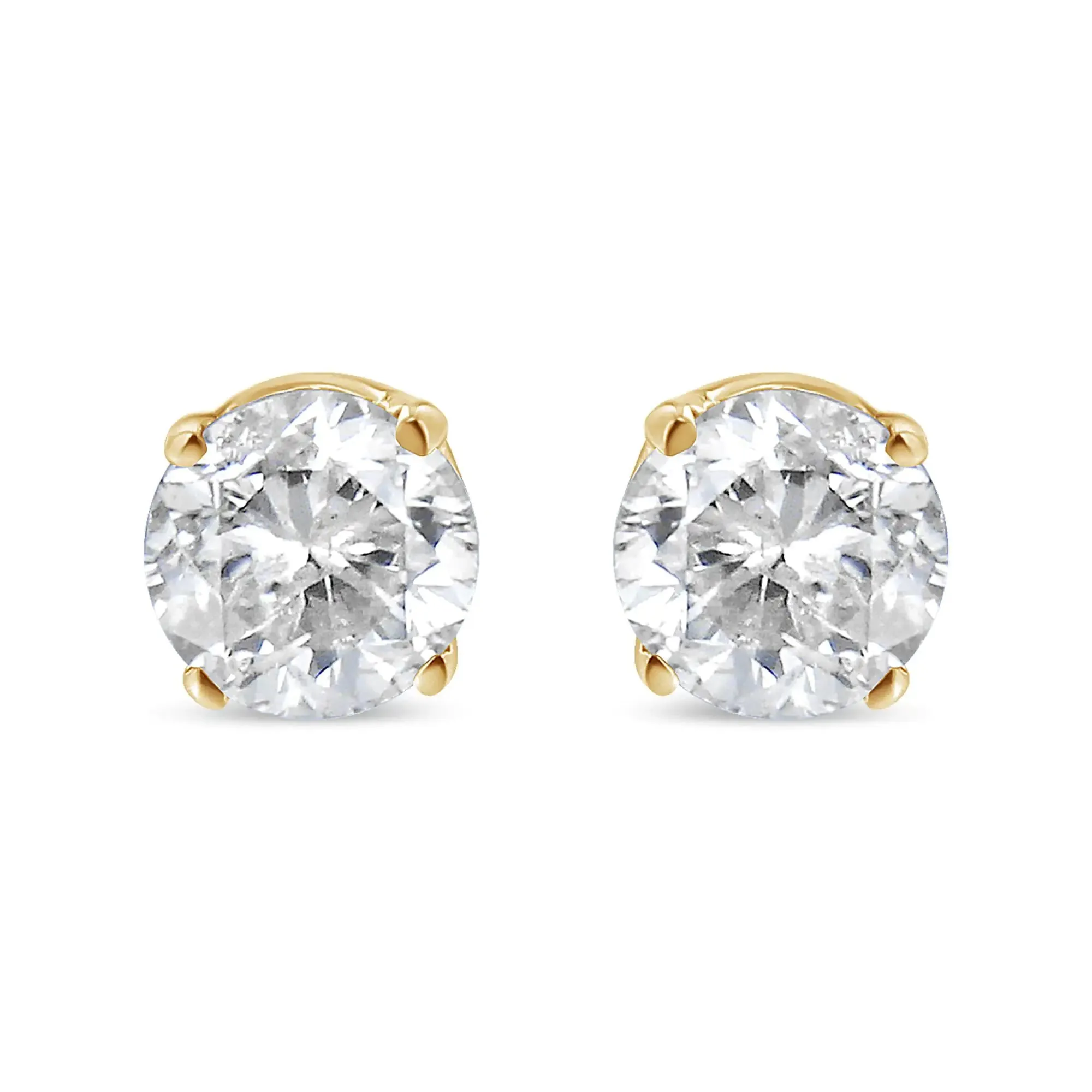 14K Yellow Gold 1/5 Cttw Round Brilliant-Cut Near Colorless Diamond Classic 4-Prong Stud Earrings (J-K Color, SI1-SI2 Clarity)