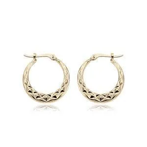 14K Yellow Gold Sm. Diamond Cut Hoop Sd Earrings
