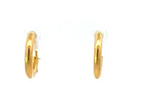 14K Yellow Gold Small Hoop Earrings 2mm Thick 15.5 mm Diameter
