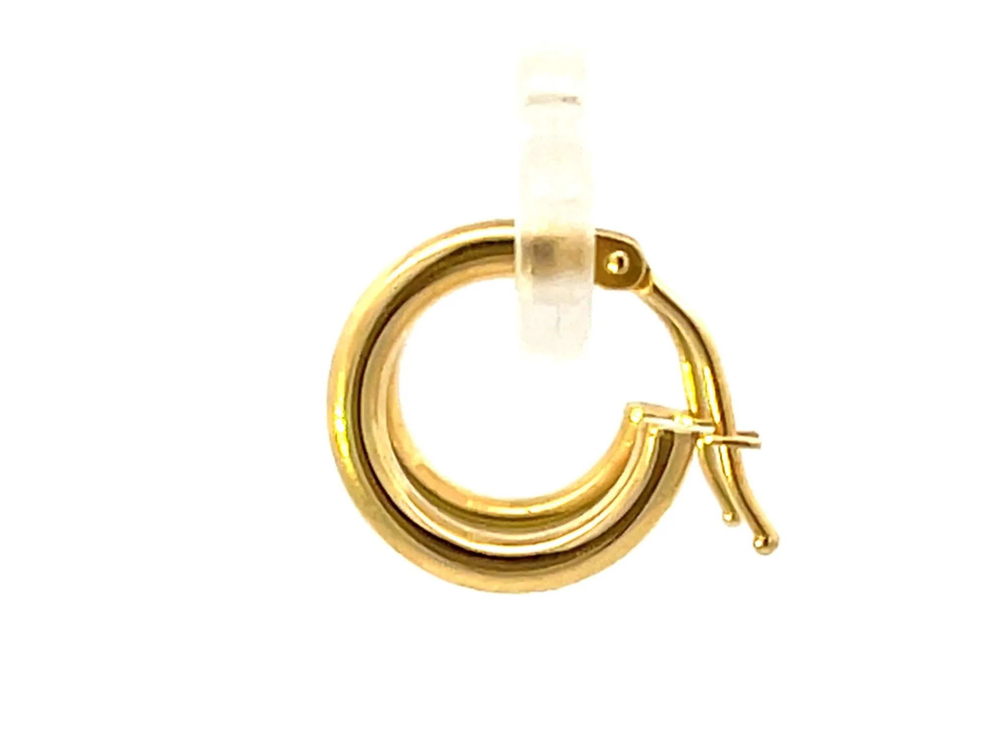 14K Yellow Gold Small Hoop Earrings 2mm Thick 15.5 mm Diameter