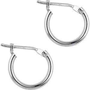 14KT White Gold 1.5mm 3/8 Inch Hoop Earrings