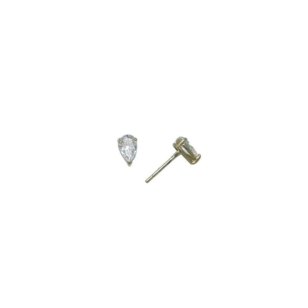 14kt Yellow Gold .10ct Basket Set Pear CZ Stud Earrings
