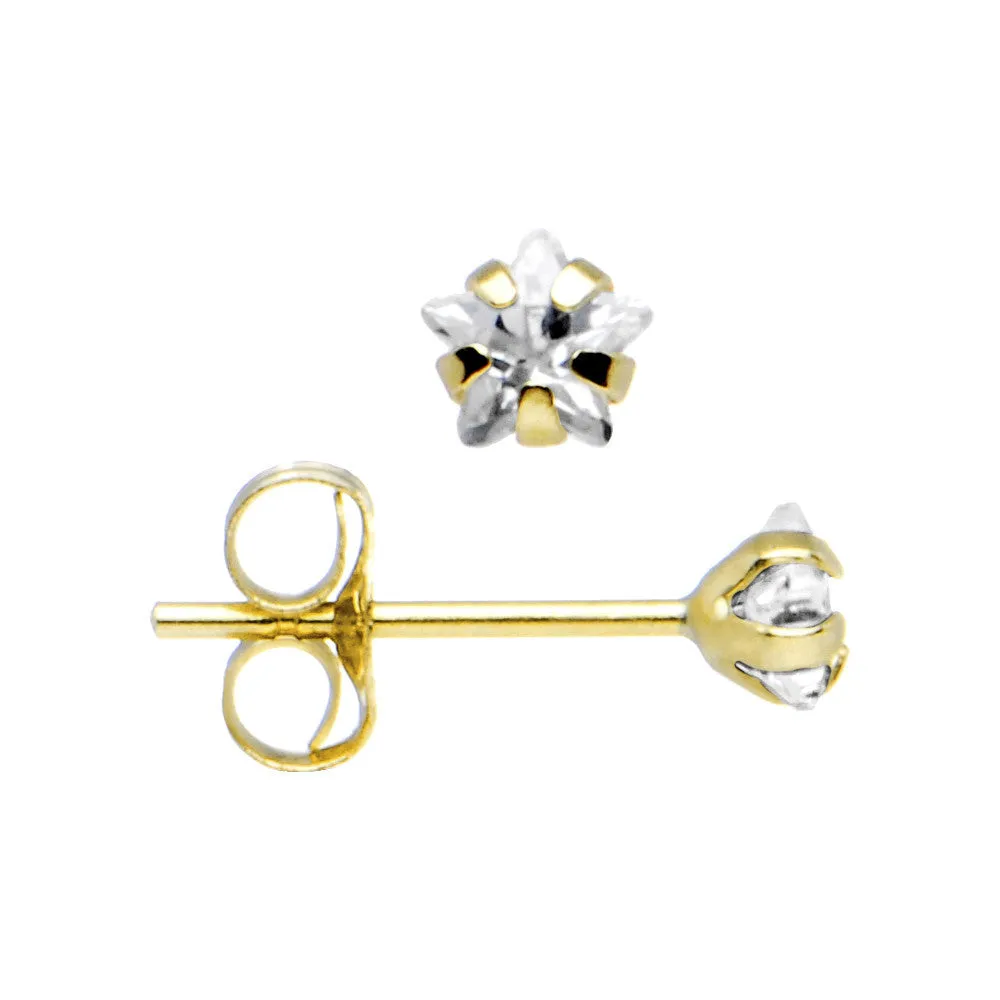 14kt Yellow Gold .47ct Cubic Zirconia Star Earrings