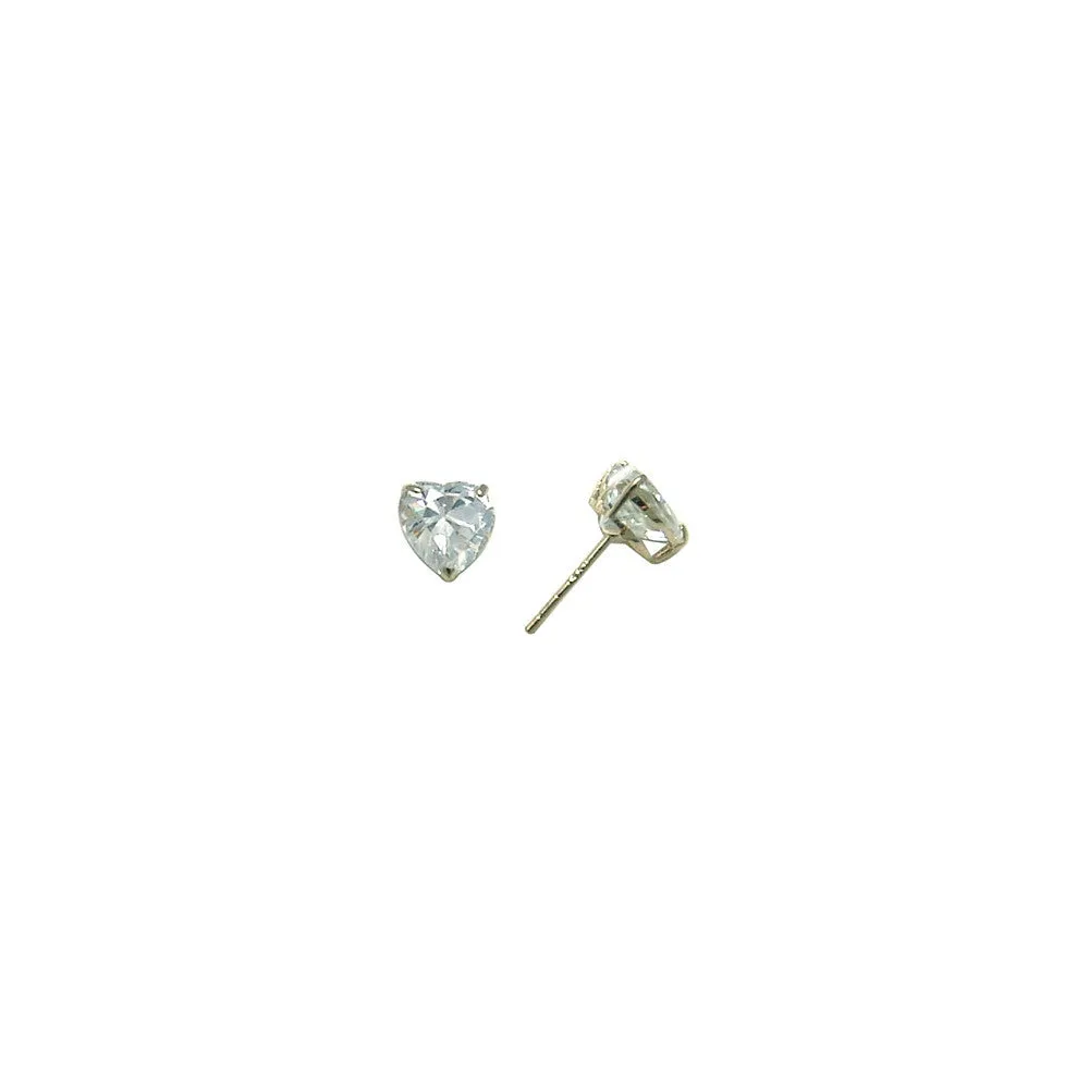 14kt Yellow Gold .80ct Basket Set Heart CZ Stud Earrings