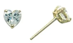 14kt Yellow Gold .80ct Basket Set Heart CZ Stud Earrings