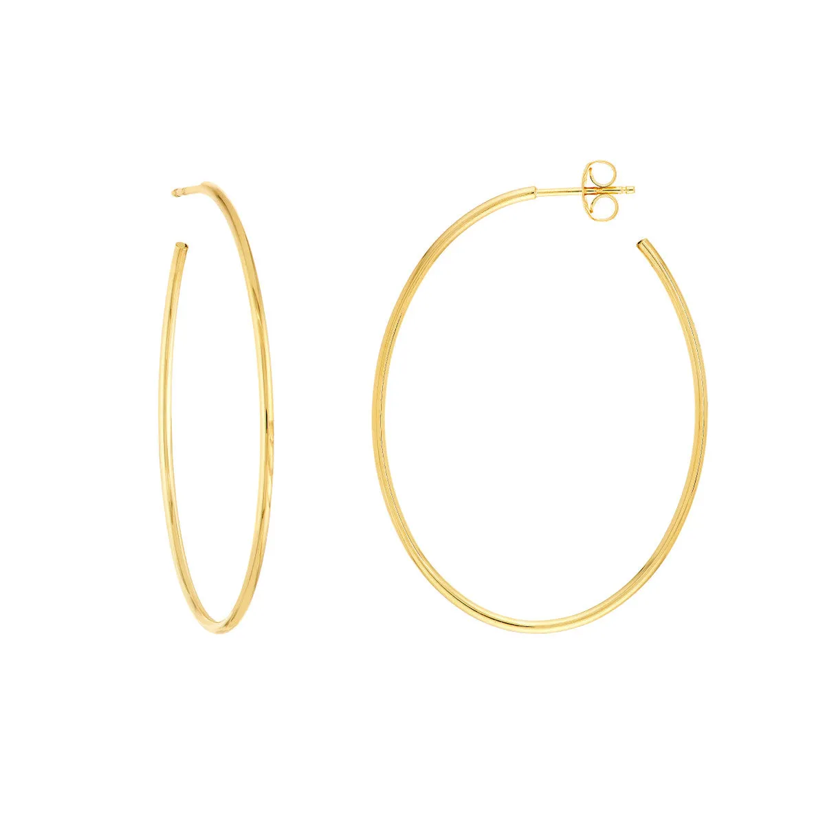 14kt Yellow Gold Oval Open Back Hoop Earrings