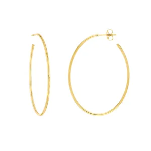 14kt Yellow Gold Oval Open Back Hoop Earrings