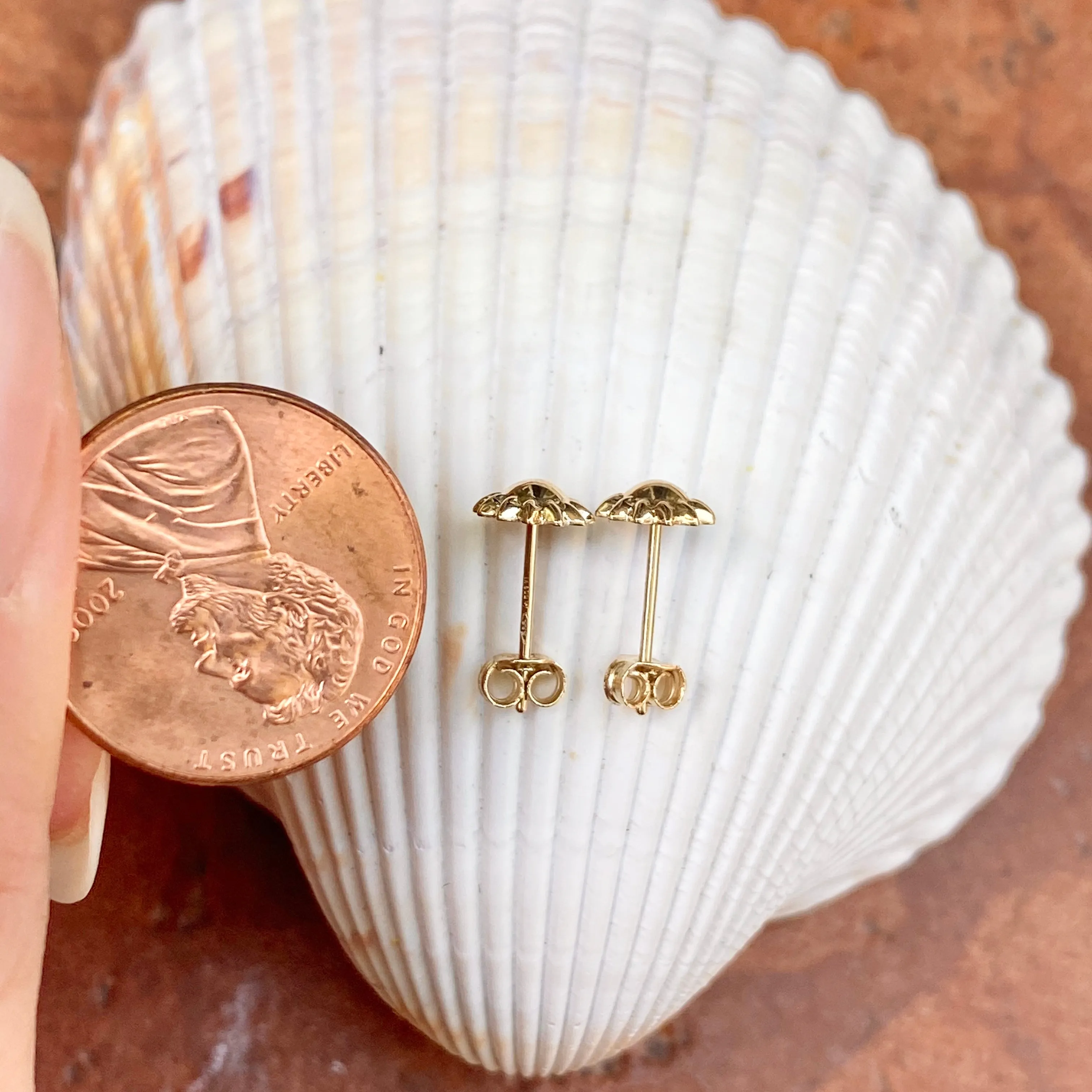 14KT Yellow Gold Polished Mini Sunflower Post Stud Earrings