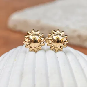 14KT Yellow Gold Polished Mini Sunflower Post Stud Earrings