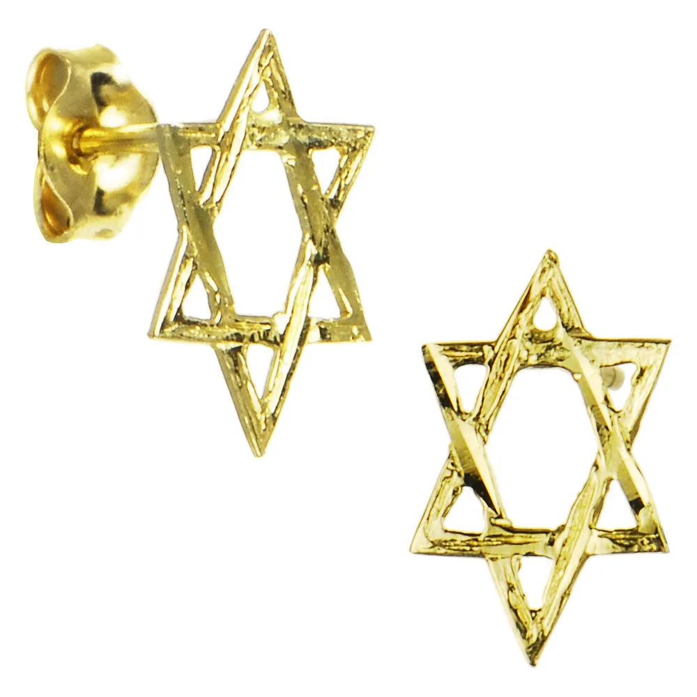 14kt Yellow Gold Star of David Stud Earrings