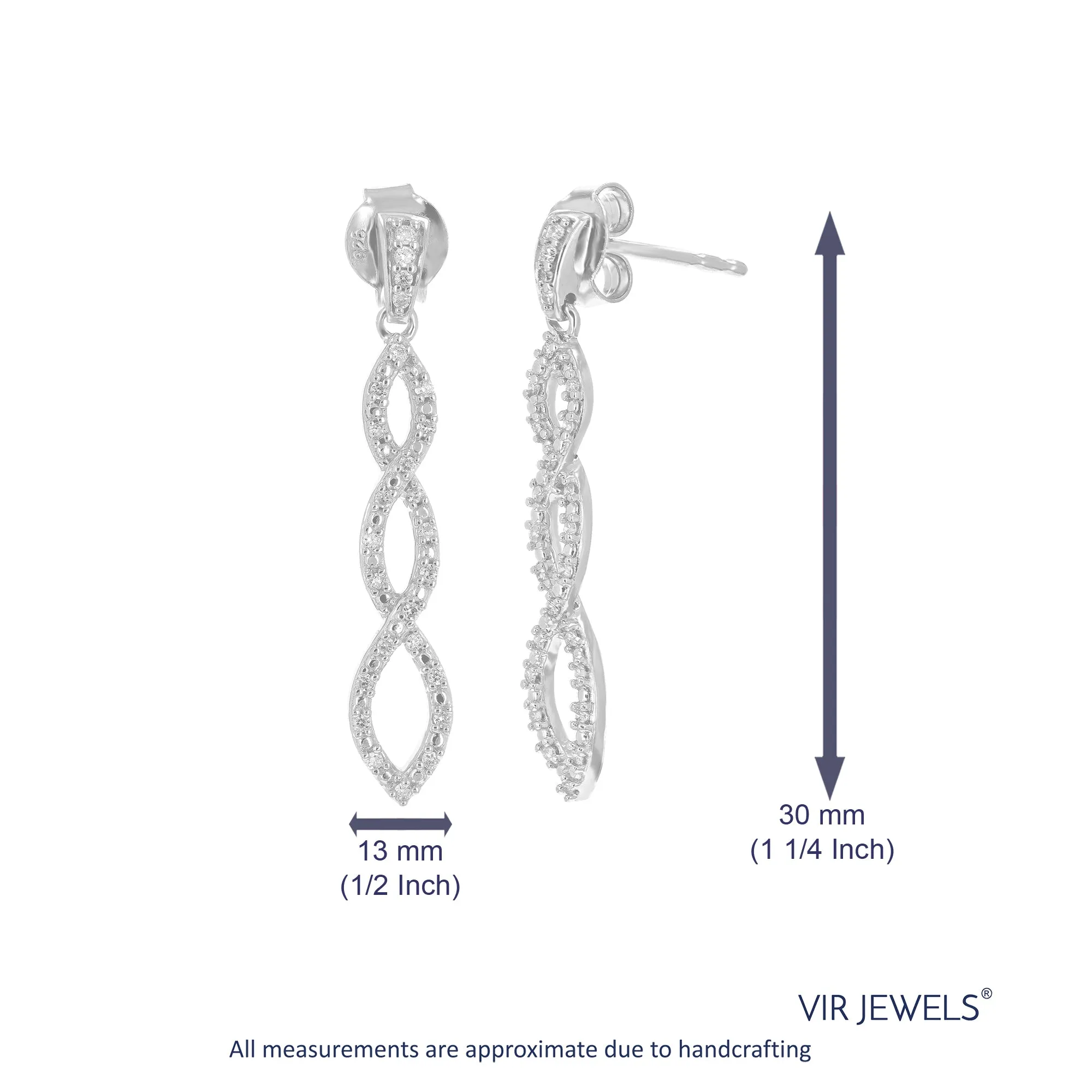 1/5 cttw Lab Grown Diamond Twisted Dangle Earring Sterling Silver