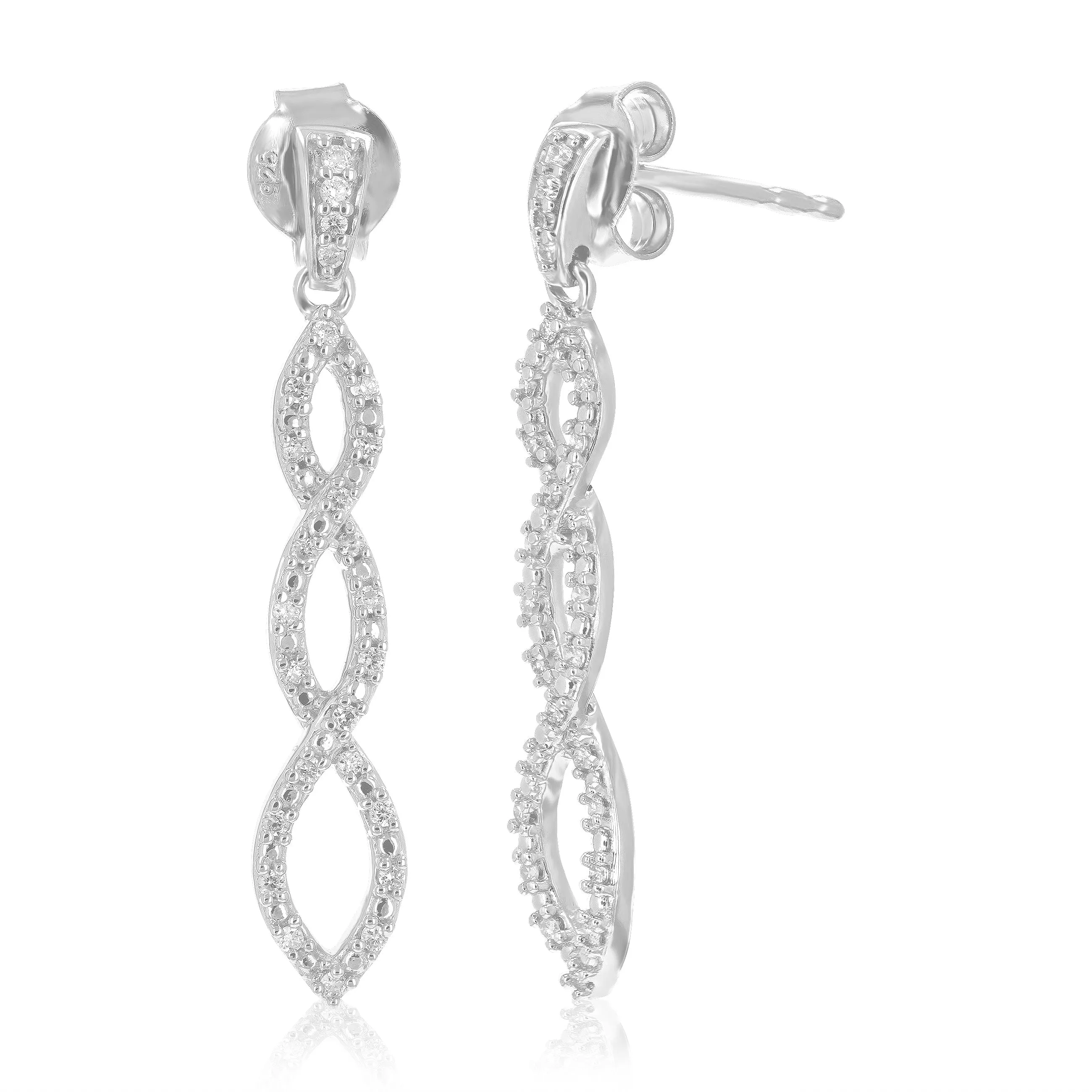 1/5 cttw Lab Grown Diamond Twisted Dangle Earring Sterling Silver