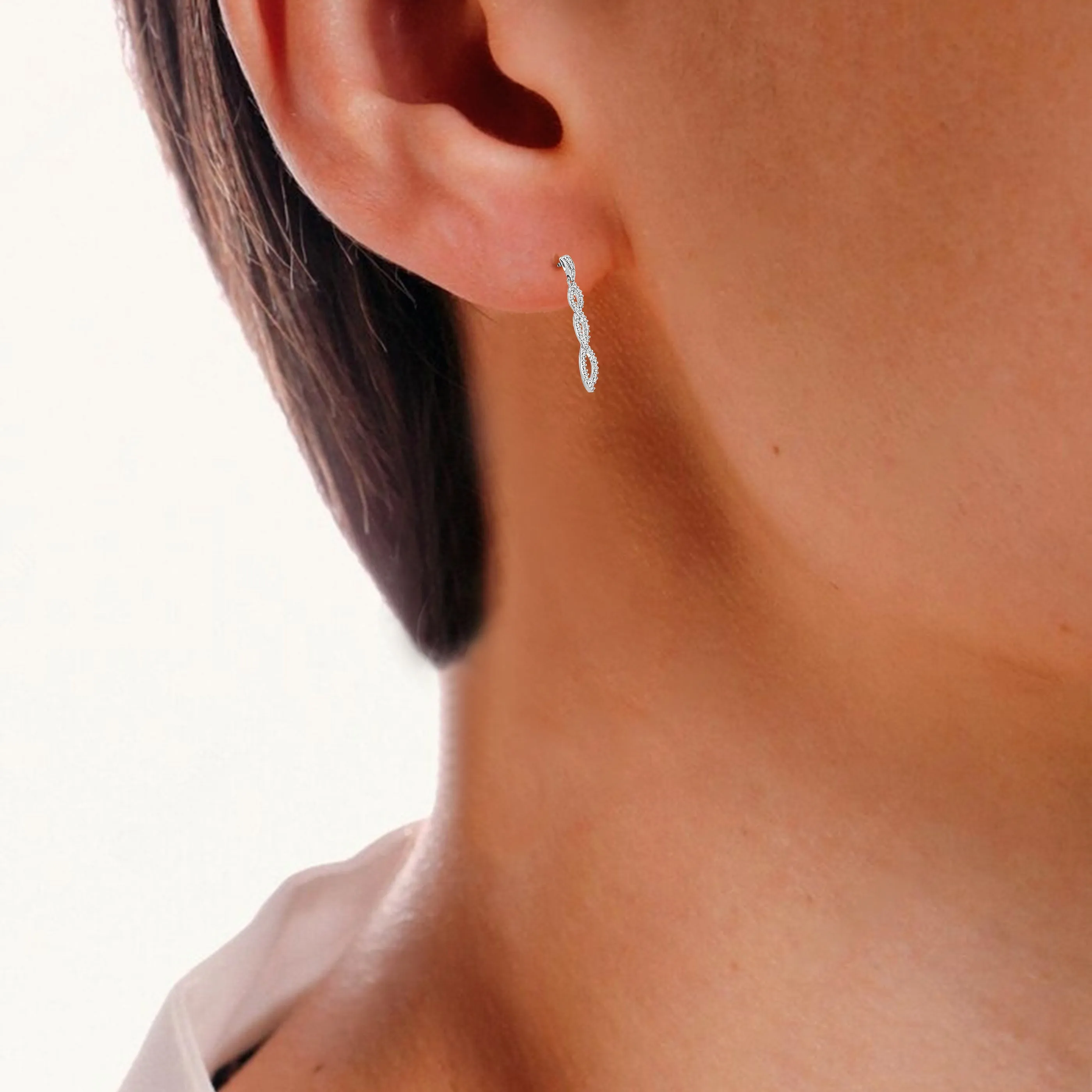 1/5 cttw Lab Grown Diamond Twisted Dangle Earring Sterling Silver