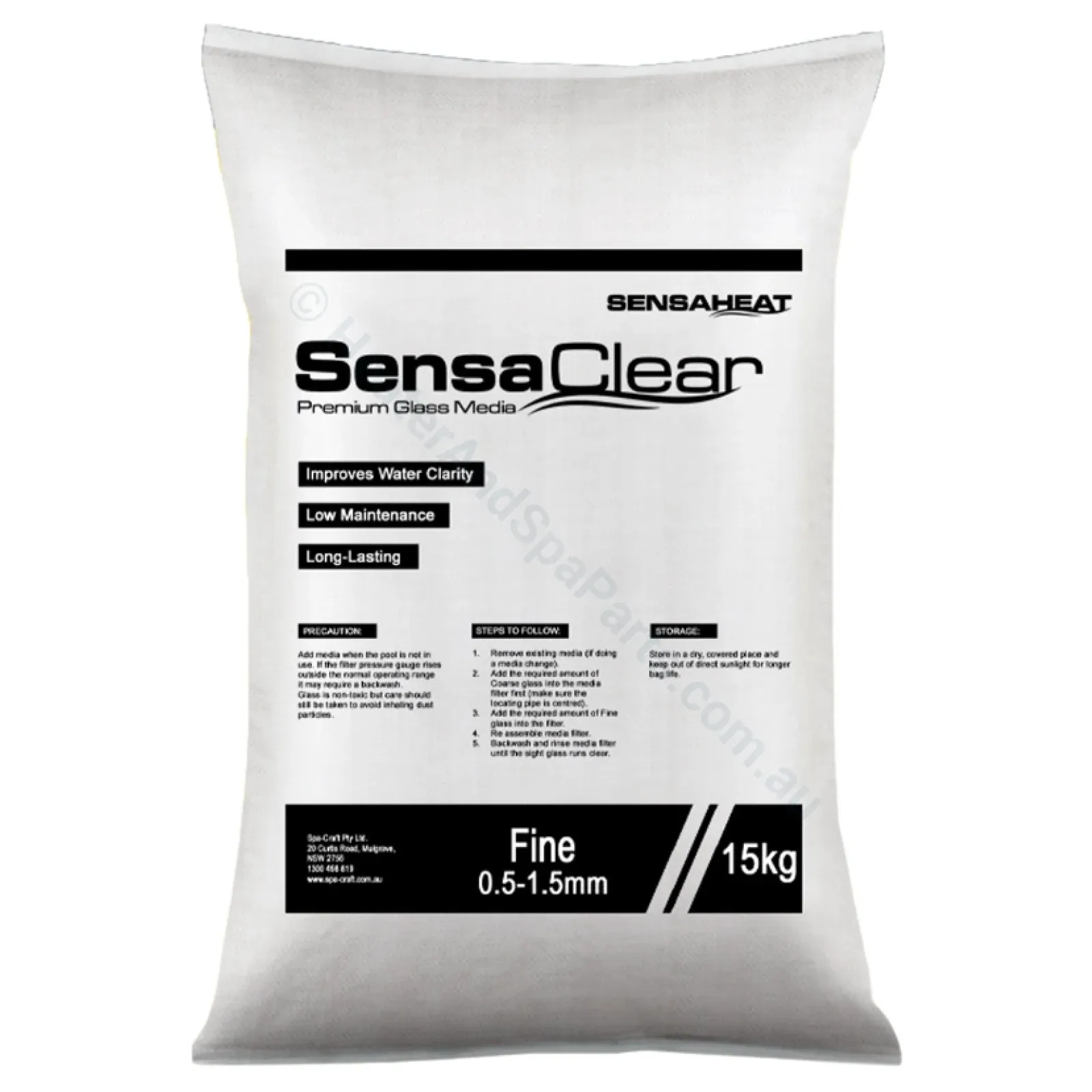 15kg Fine Glass Filter Media - Fine Grade - Sensaclear - Pickup Only