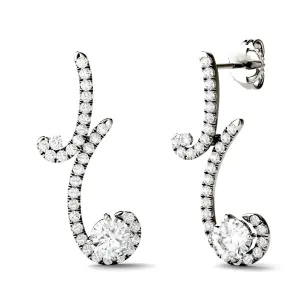 1.67 CTW DEW Moissanite Swirl Drop Earrings in 14K White Gold
