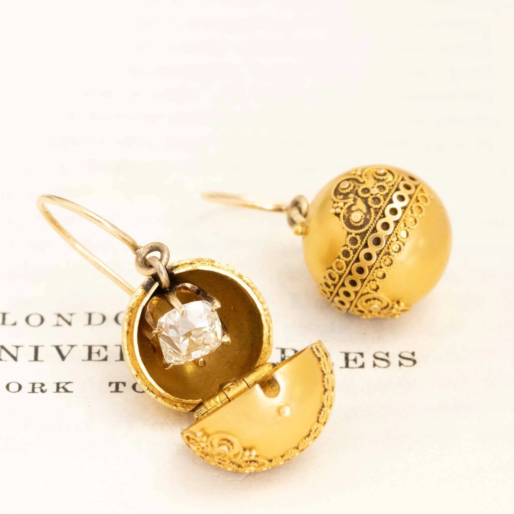 1.88ctw Antique Old Mine Cut Diamond Coach Cover Earrings