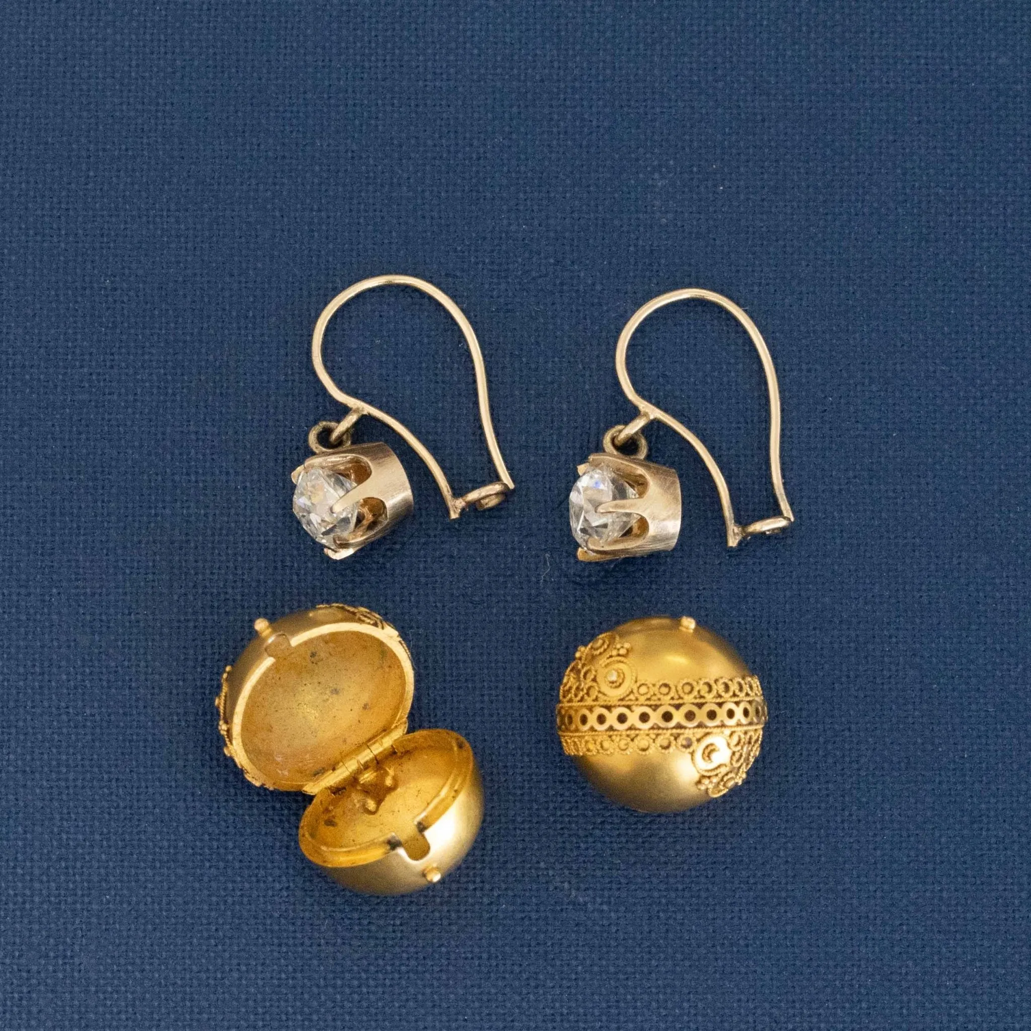 1.88ctw Antique Old Mine Cut Diamond Coach Cover Earrings