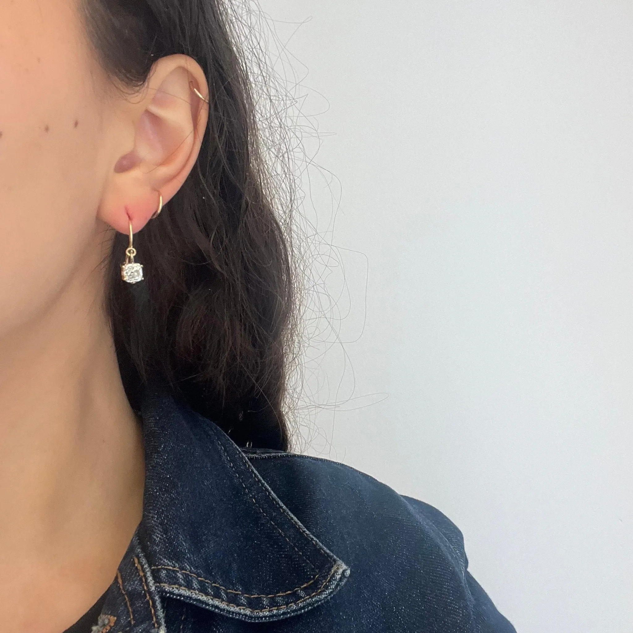 1.88ctw Antique Old Mine Cut Diamond Coach Cover Earrings