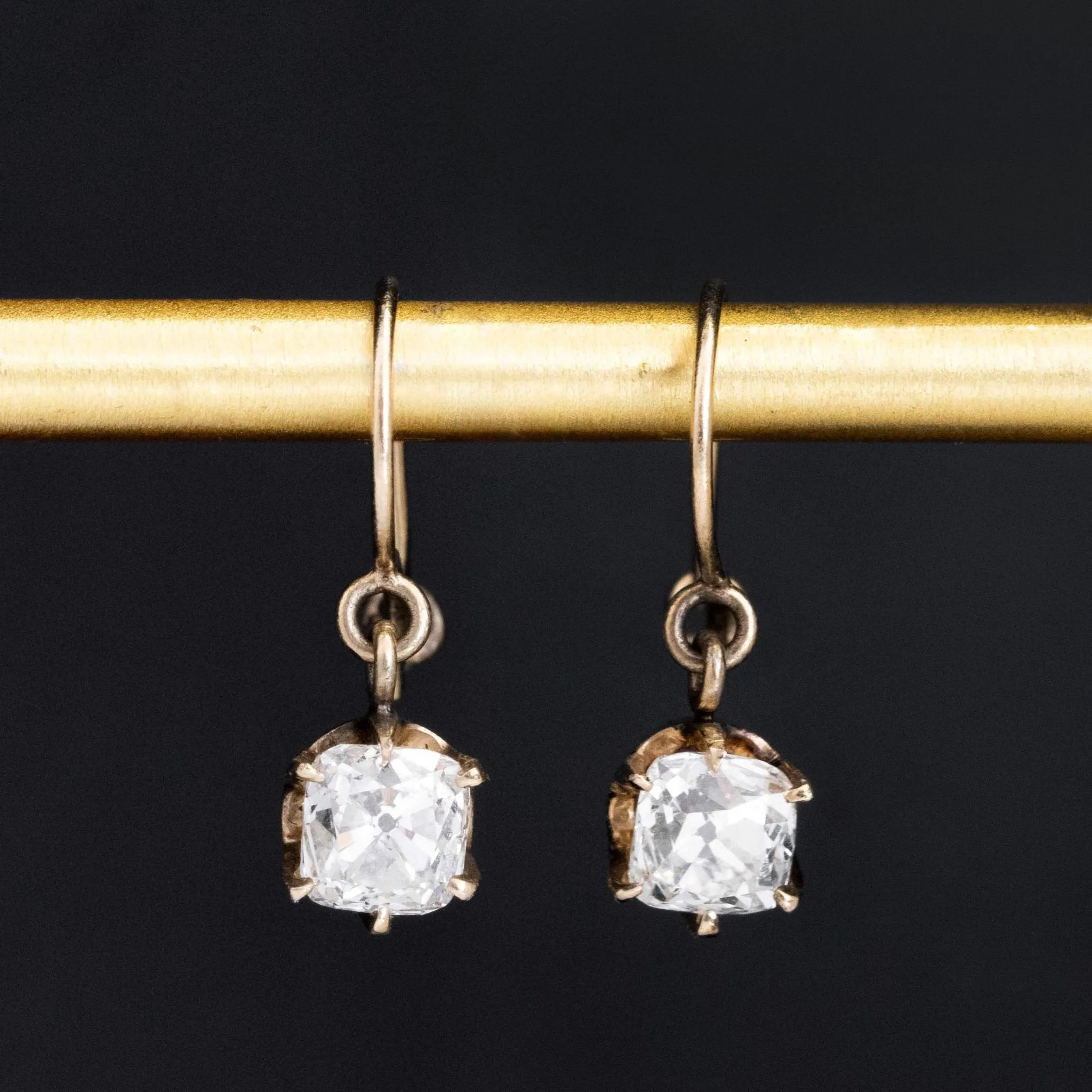 1.88ctw Antique Old Mine Cut Diamond Coach Cover Earrings