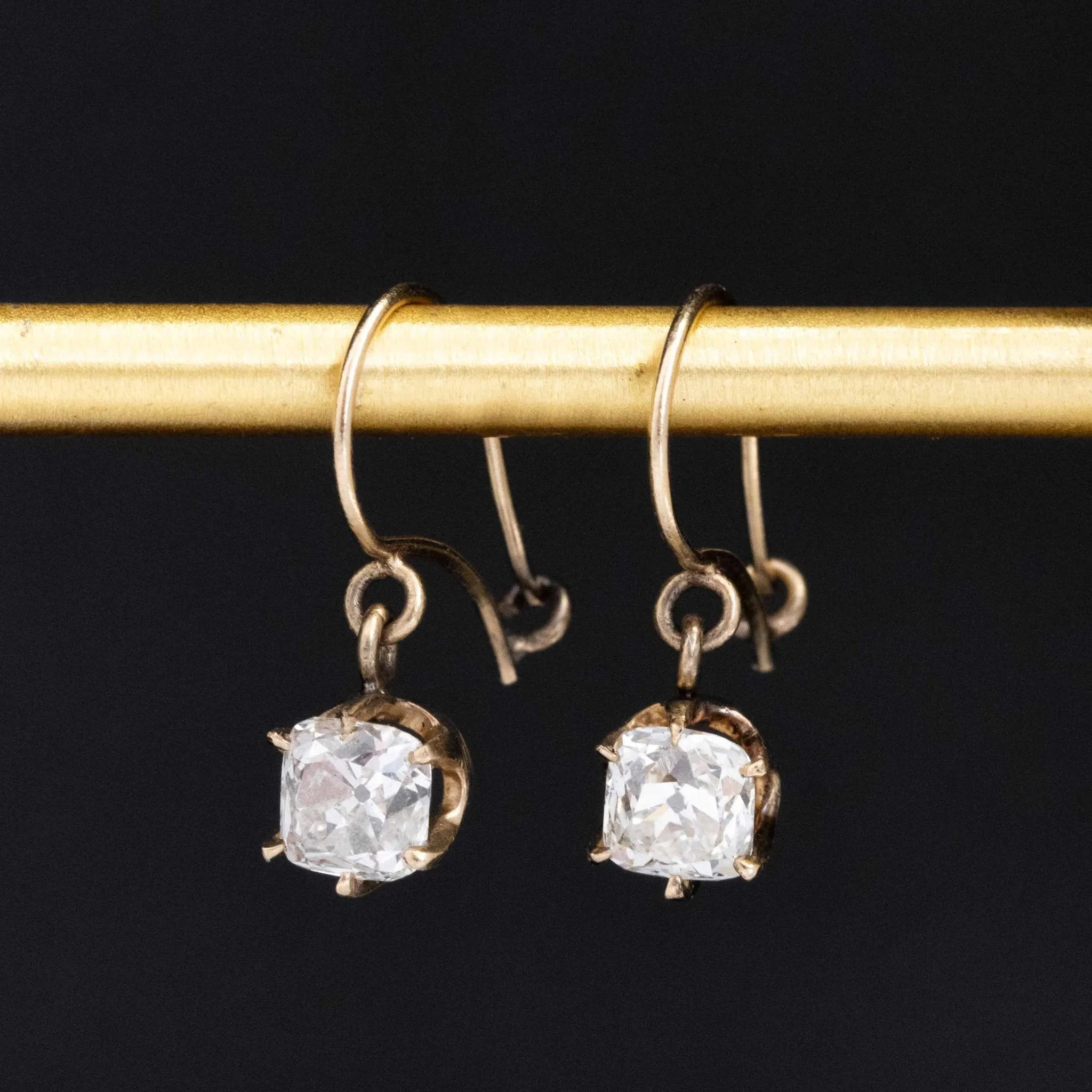 1.88ctw Antique Old Mine Cut Diamond Coach Cover Earrings