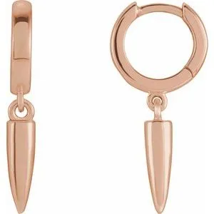 18K Rose Hinged Hoop Spike Earrings