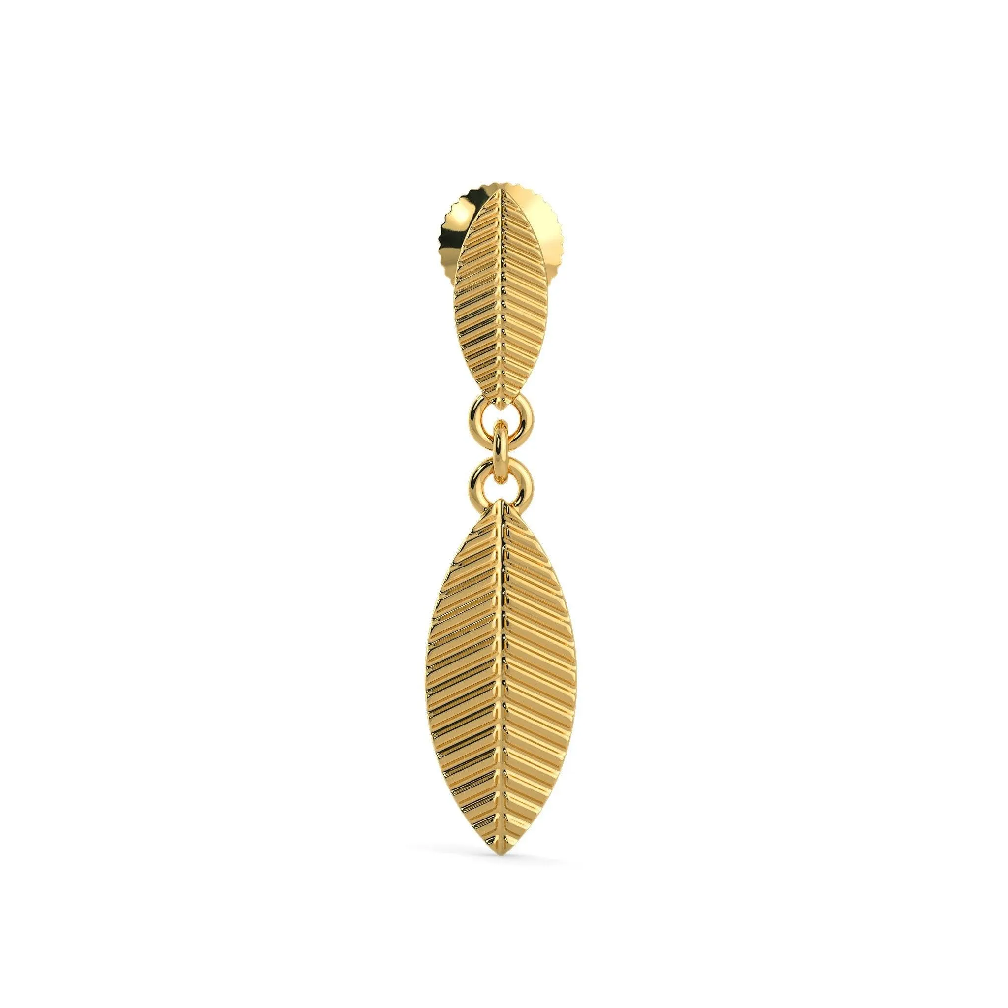 18k Solid Yellow Gold Handmade Leaf Drop Earrings, Leaf Earrings, Gold Earrings