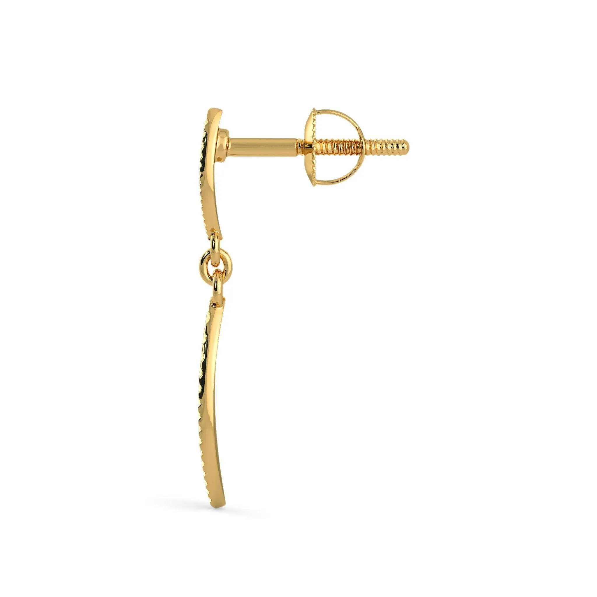 18k Solid Yellow Gold Handmade Leaf Drop Earrings, Leaf Earrings, Gold Earrings