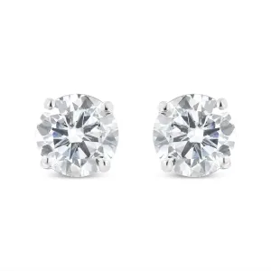 18K White Gold 1.00 Cttw Round Brilliant-Cut Diamond Classic 4-Prong Stud Earrings with Screw Backs (G-H Color, VS1-VS2 Clarity)