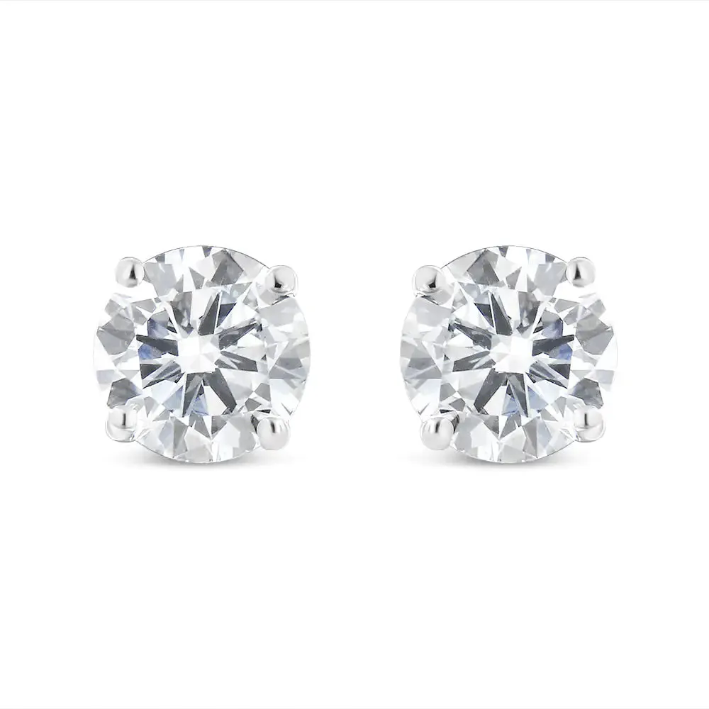 18K White Gold 1.00 Cttw Round Brilliant-Cut Diamond Classic 4-Prong Stud Earrings with Screw Backs (G-H Color, VS1-VS2 Clarity)