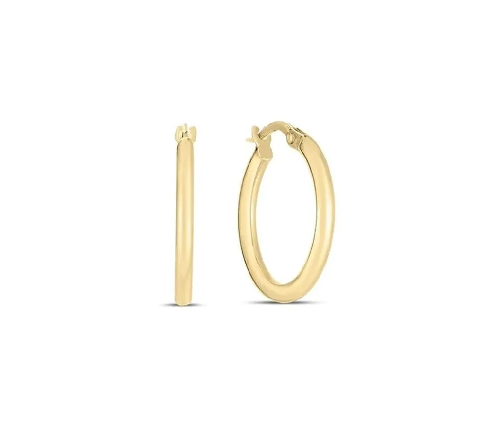 18K Yellow Gold Roberto Coin Classic 15mm Hoop Earrings