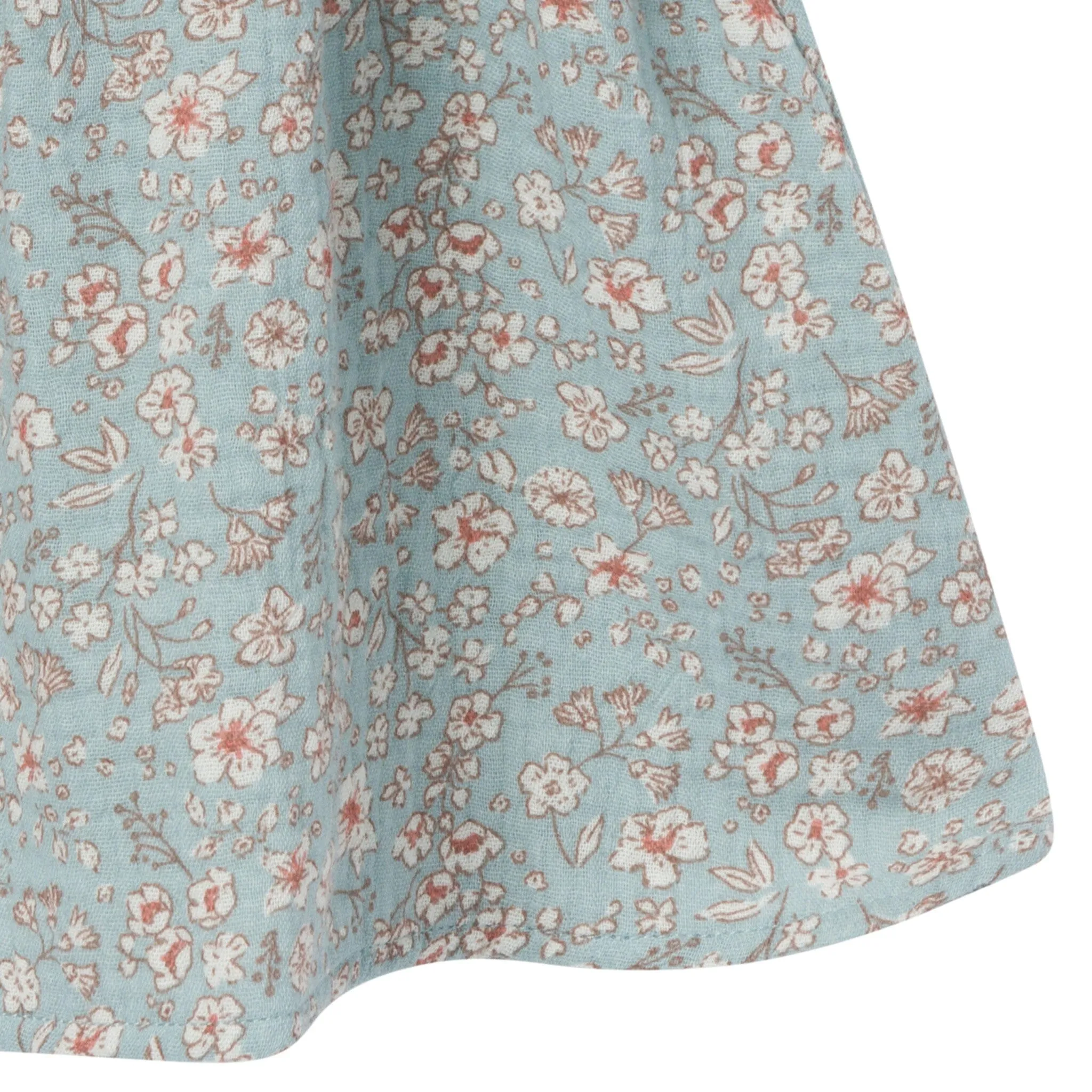 2-Piece Baby Girls Teal Ditsy Puffed Sleeve Dress and Diaper Cover