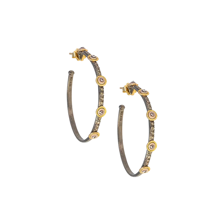 25 MM EYE ENAMEL HOOP EARRINGS